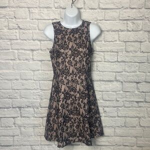 Metaphor XS Black and Nude Floral Lace Sleeveless Mini Dress